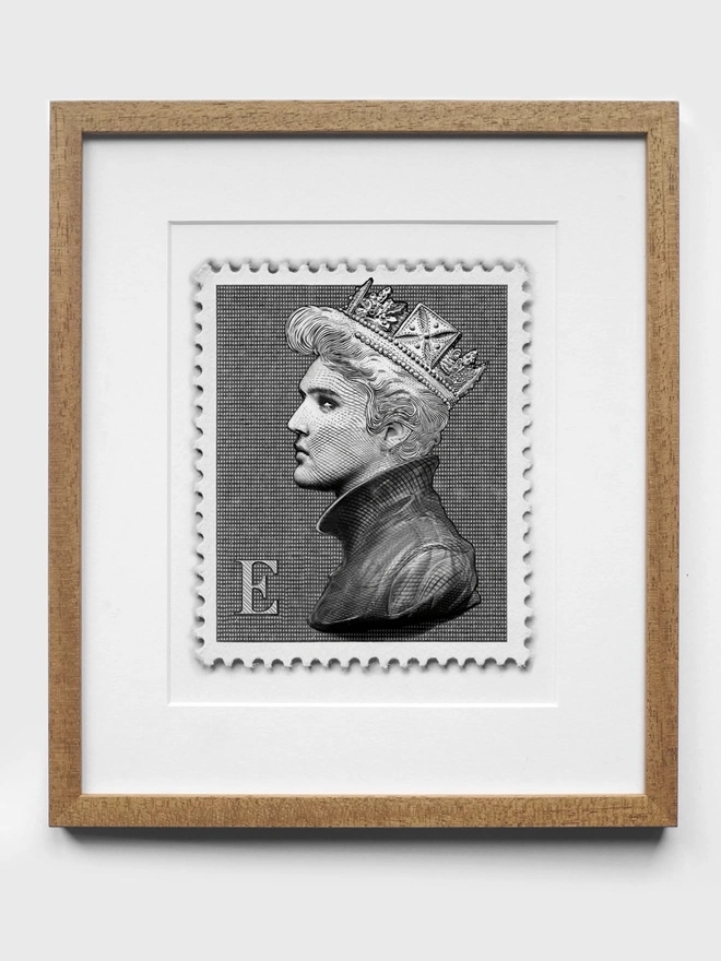 Limited Edition Elvis Monochrome Stamp - Natural Frame