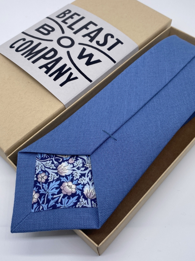 Slate Blue Irish Linen Tie handmade by the Belfast Bow Company