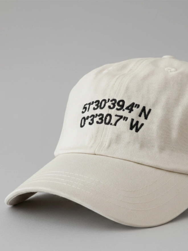 Personalised Embroidered Co-ordinates Cap Beige Side