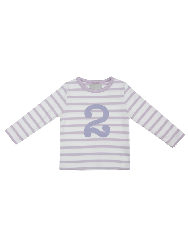 Parma Violet & White Breton Striped Number 2 T Shirt