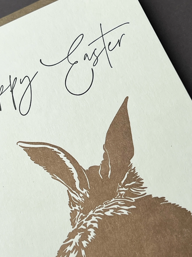 Close up of the Bunny's ears on the card.