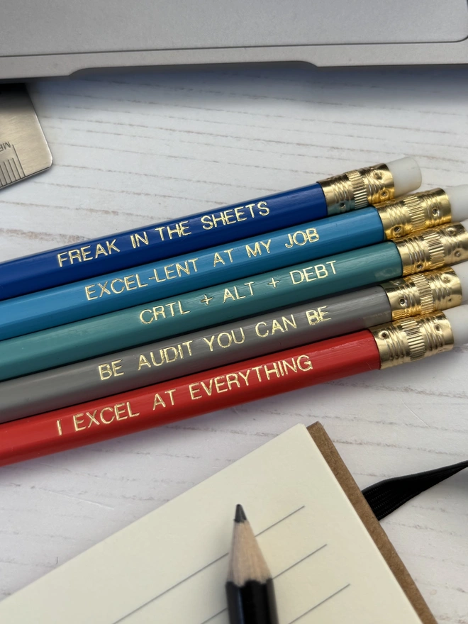 Spreadsheet Themed Pencil Set (Set of 5)