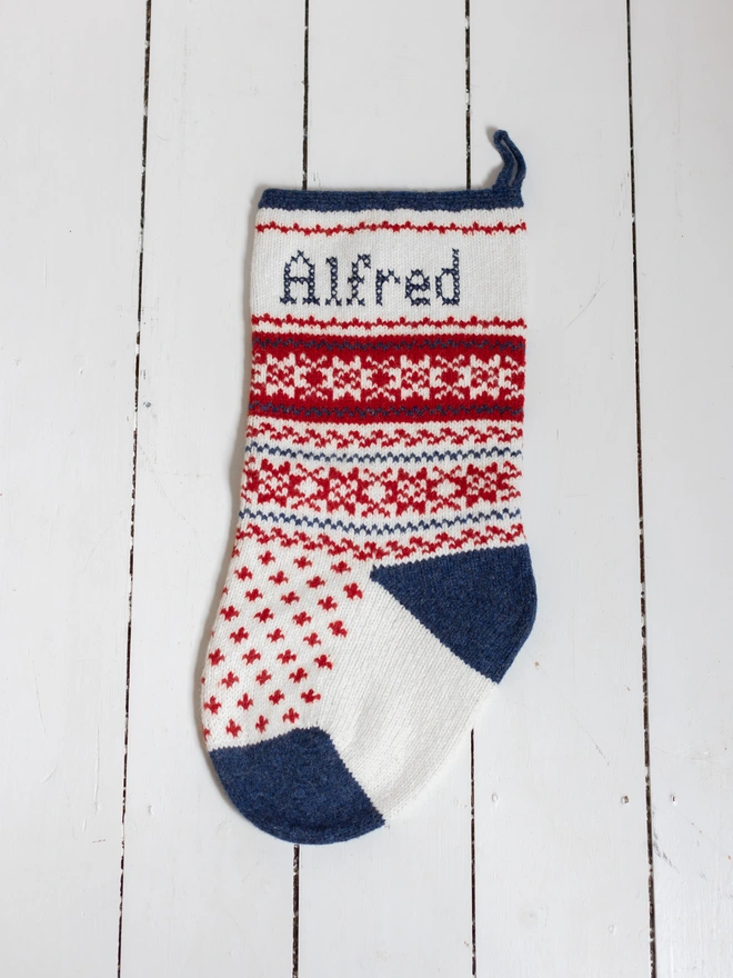Chunky Oslo Stocking Red with Blue Heel