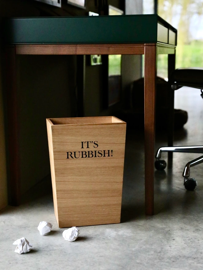 Waste Paper Bin with It's Rubbish! engraved