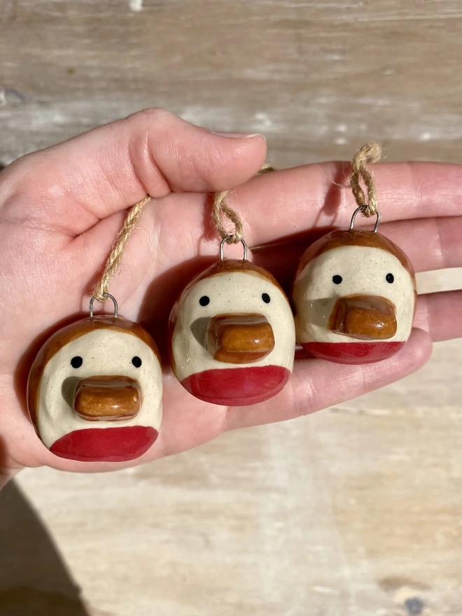 ceramic robin hanging decoration - group - line