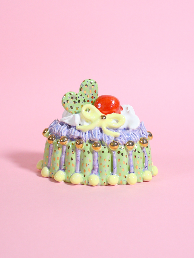 Mint Choco Chip Ceramic Cake Sculpture