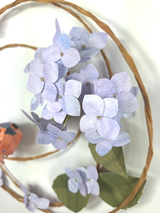 handmade blue hydrangea floral wreath