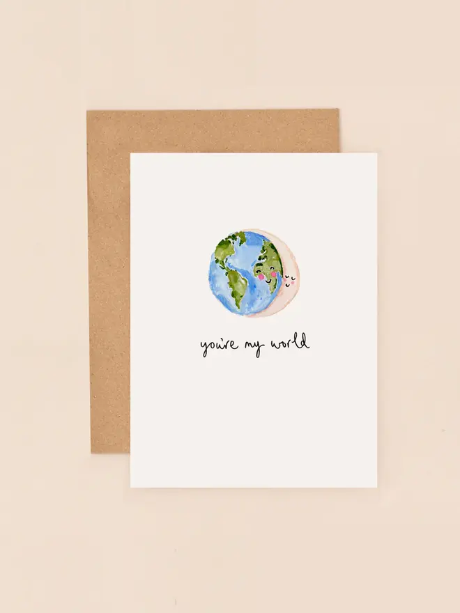 you're my world planet earth mini greeting card