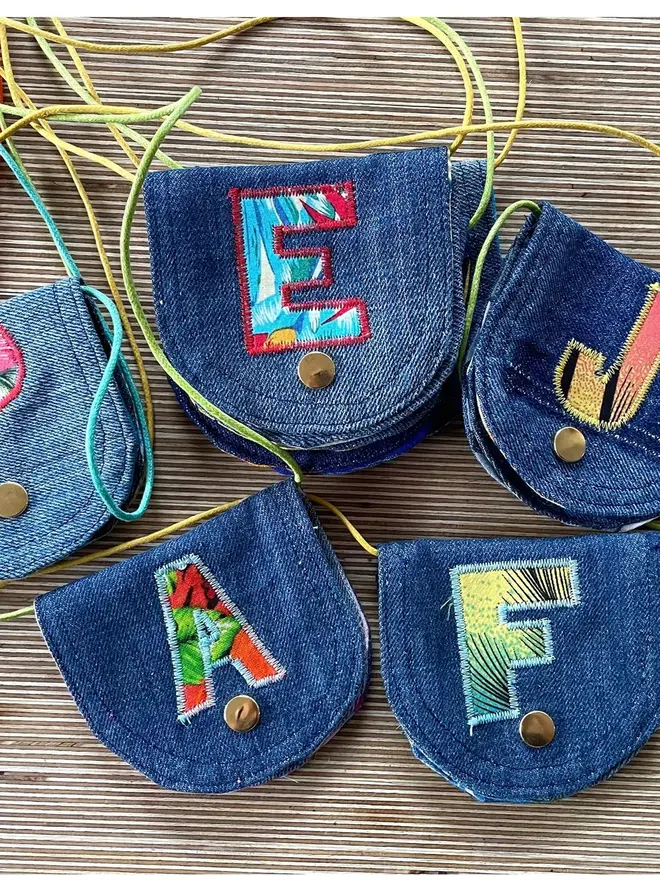 Denim Mini Neck Cord Coin Purse