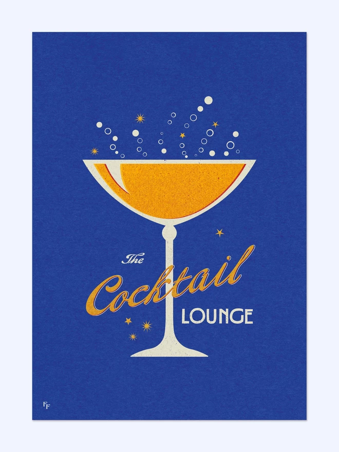 Illustrated Cocktail Lounge Fine Art Print
