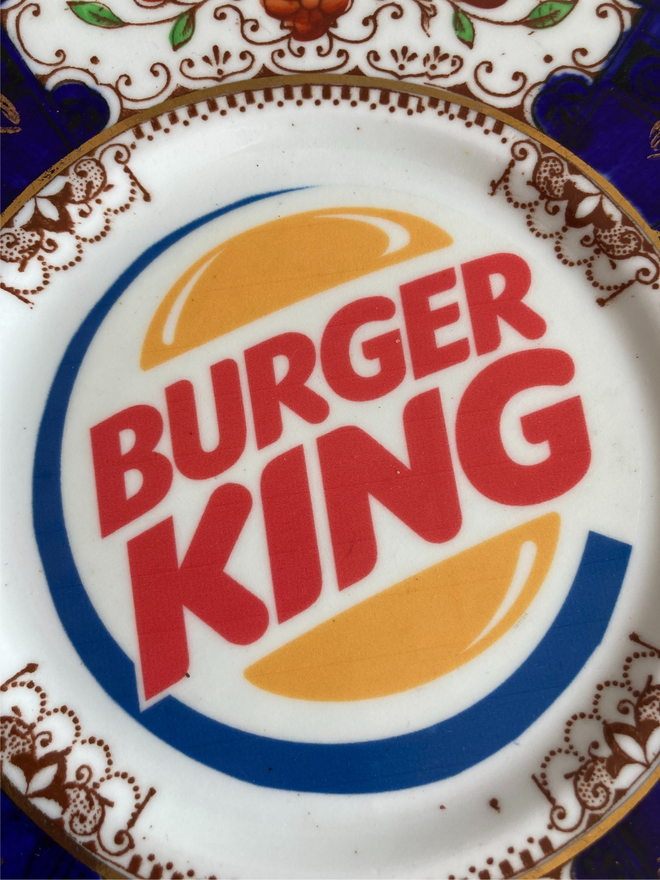 Hand printed Vintage Burger King China Plate