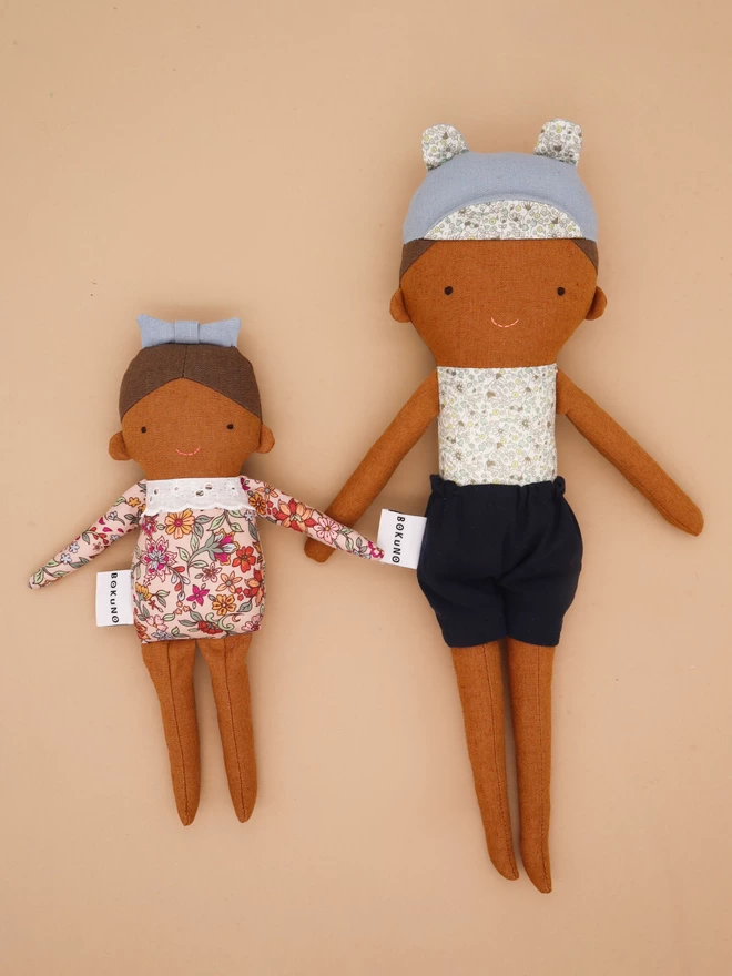 brown skin big brothe and little sister dolls