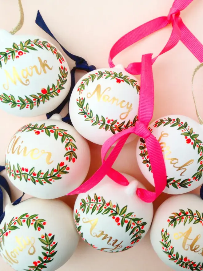 Hand Painted Personalised Ceramic Bauble