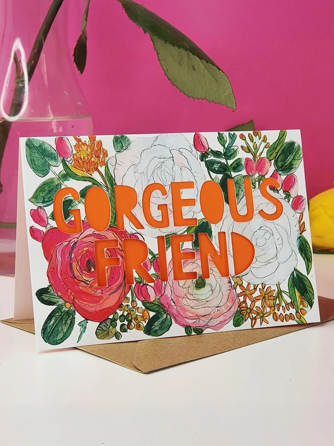 'Gorgeous Friend' Paper Cut Card