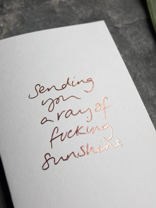 'Sending You A Ray Of Fucking Sunshine' Hand Foiled Card