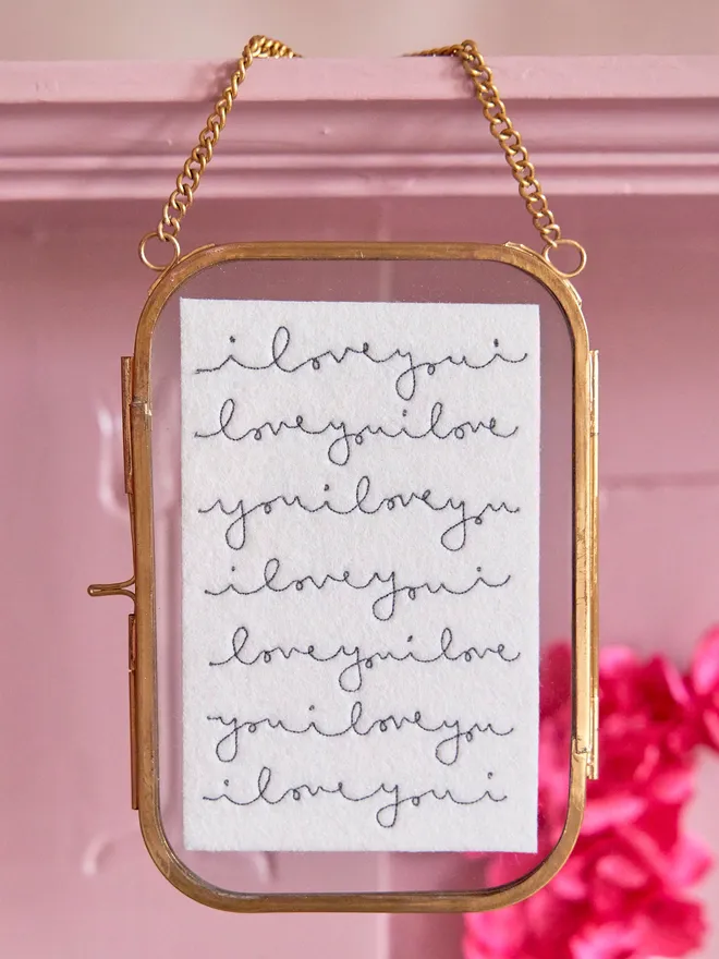 I love you embroidered large felt framed hanging decoration