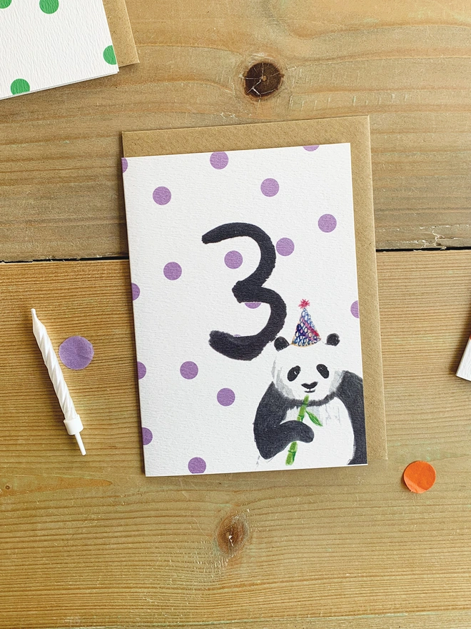 Panda 3rd Birthday Card 