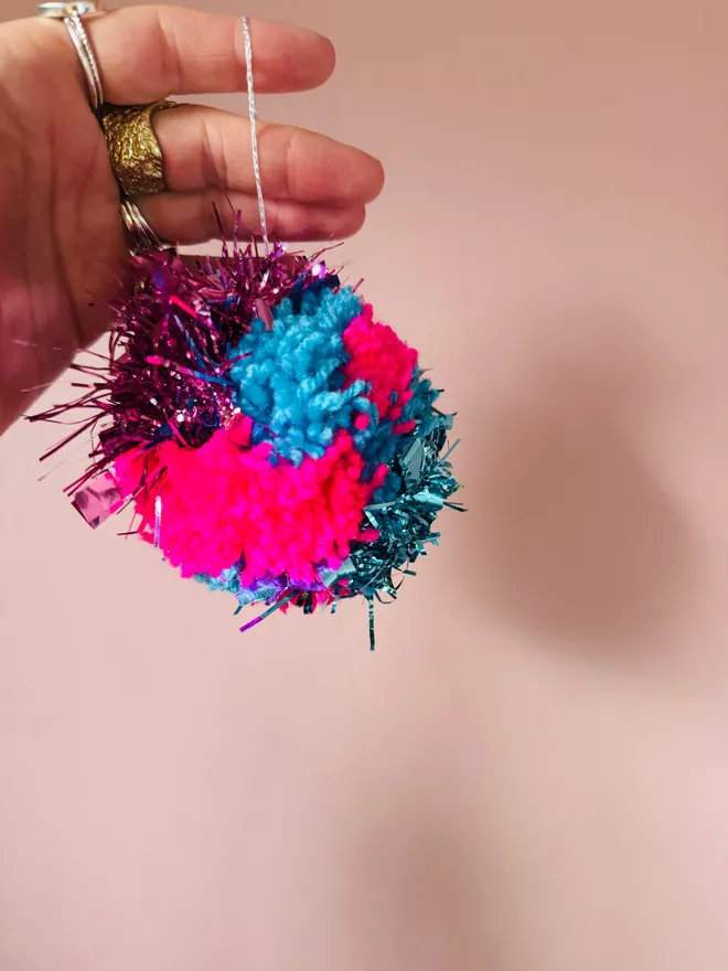 Christmas bauble Pom Pom bauble tinsel Pom Pom tinsel bauble disco Pom Pom bauble Christmas bright Pom Pom 