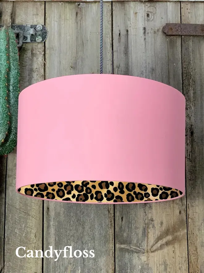 Candyfloss lampshade with pink lining