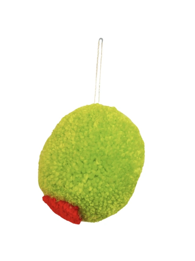 Handmade Olive Pom Pom Bauble Ornament Decoration