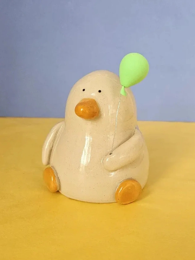 Trent at the Event Balloon Duck Ceramic Sculpture