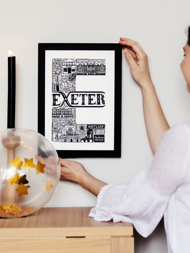 Exeter Monochrome typographic artwork