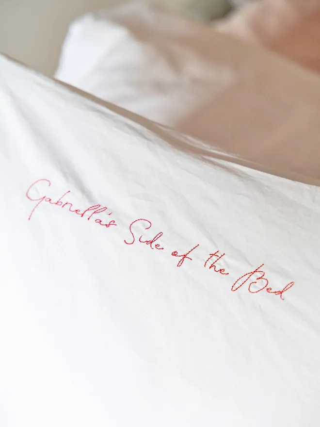 Hand embroidered pillowcase
