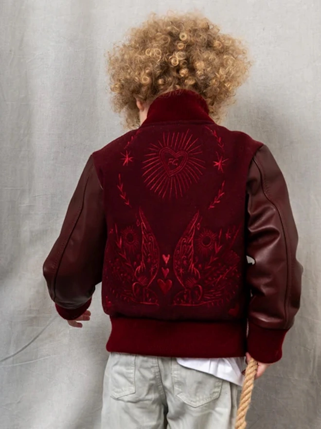Wild & Free Wool & Leather Maroon Jacket 