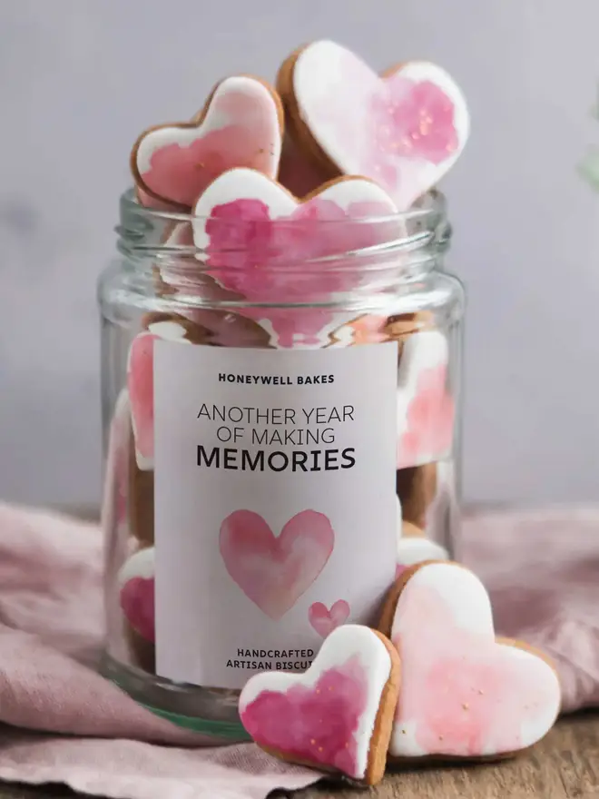 Personalised Jar of Hearts Hand Iced Biscuit Gift