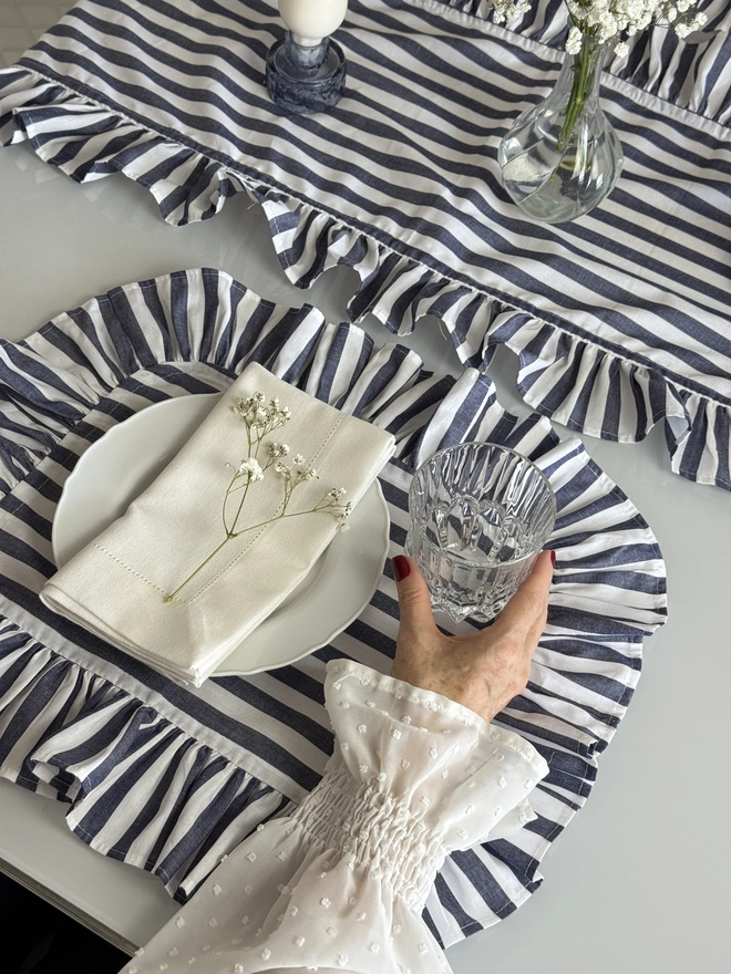 striped table linens