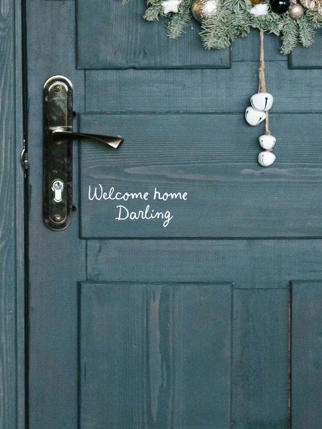 welcome home darling door sticker