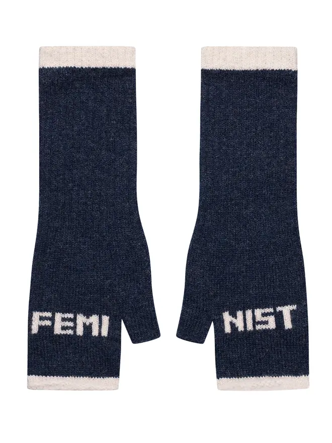 Cut out image of Feminist Mittens in Prussian Blue & Clay