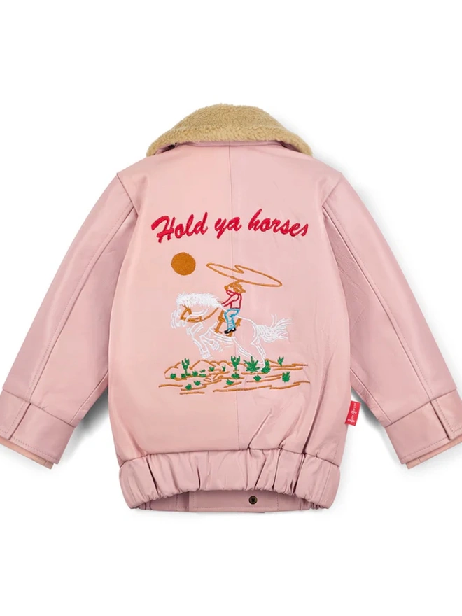 'Hold Ya Horses' Soft Pink Leather Jacket 