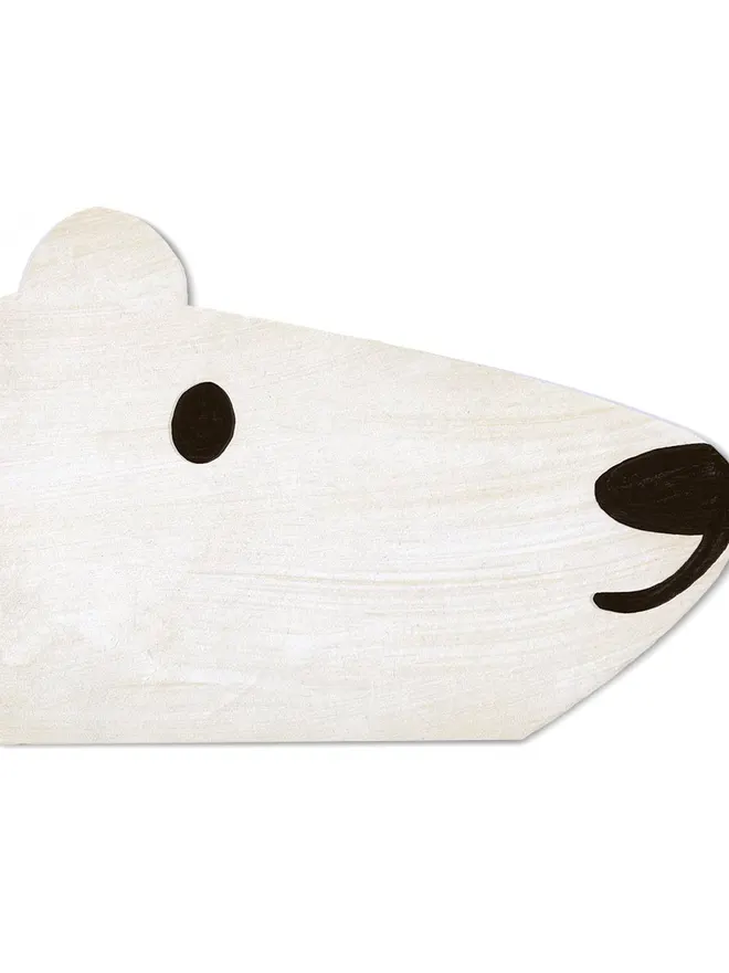 Die cut polar bear shaped Christmas Card on white background