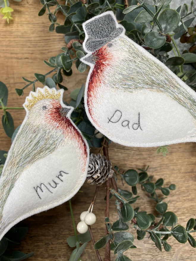 Mr And Mrs Robin Redbreast Personalised Christmas Decoration