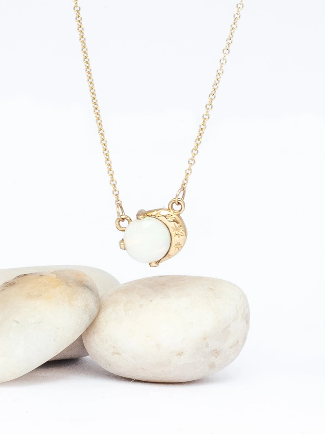 Opal Moon Gold Necklace 