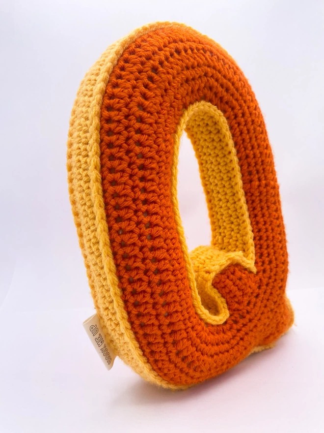 Crochet Q Cushion in Orange and Pale Orange