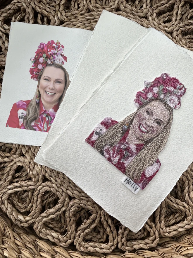 Embroidered personalised portrait