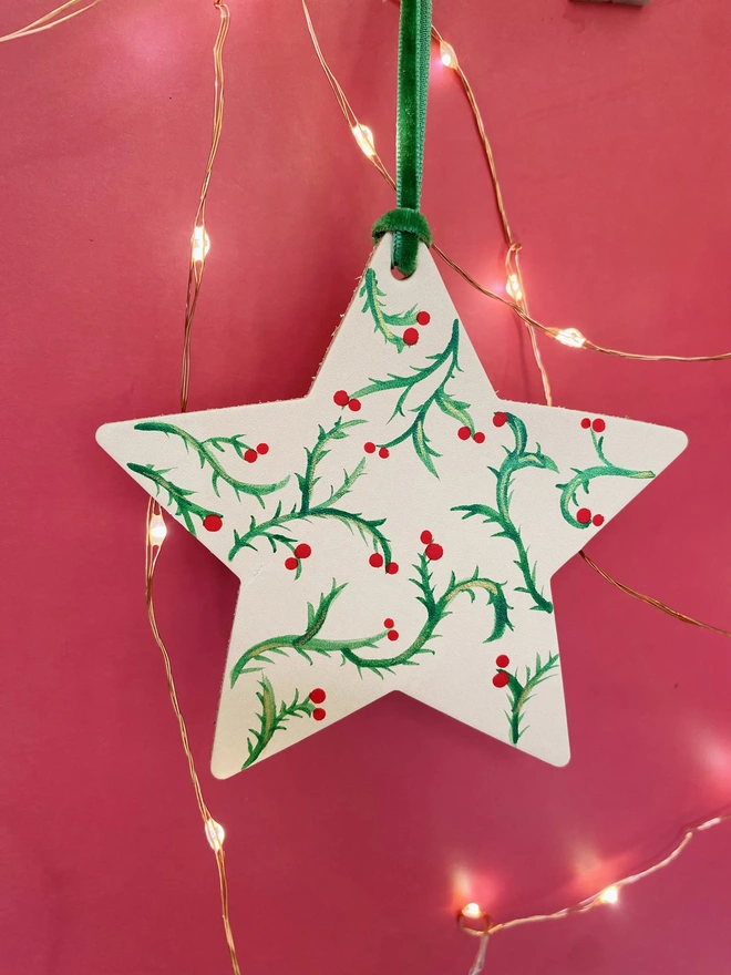 hand painted star decoration christmas pattern