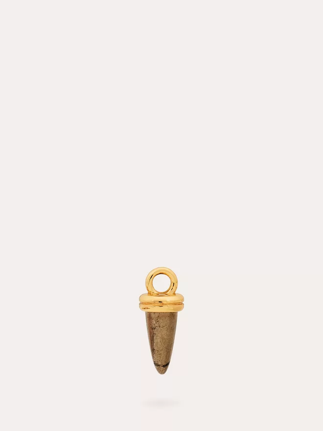 front view of a gold Hematite Bullet Charm
