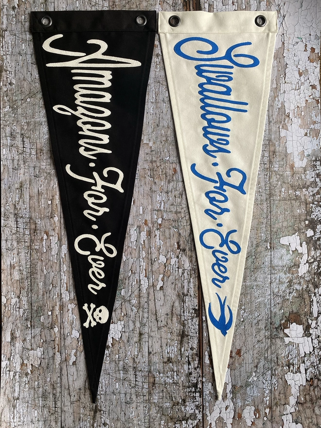 Two flags inspired by Swallows and Amazons books. Swallows and Amazons for ever