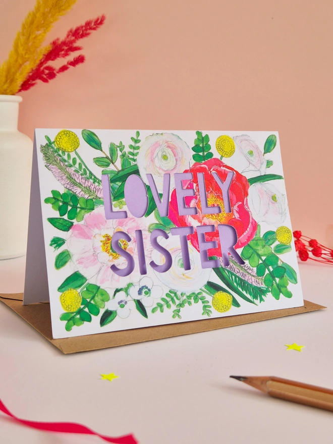 Lovely sister paper cut card