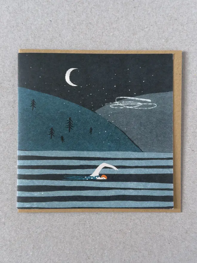 night swimming greetings card