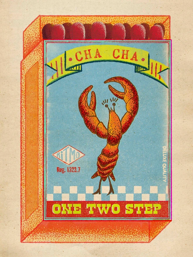 'Cha Cha' Lobster Matchbox Print Design