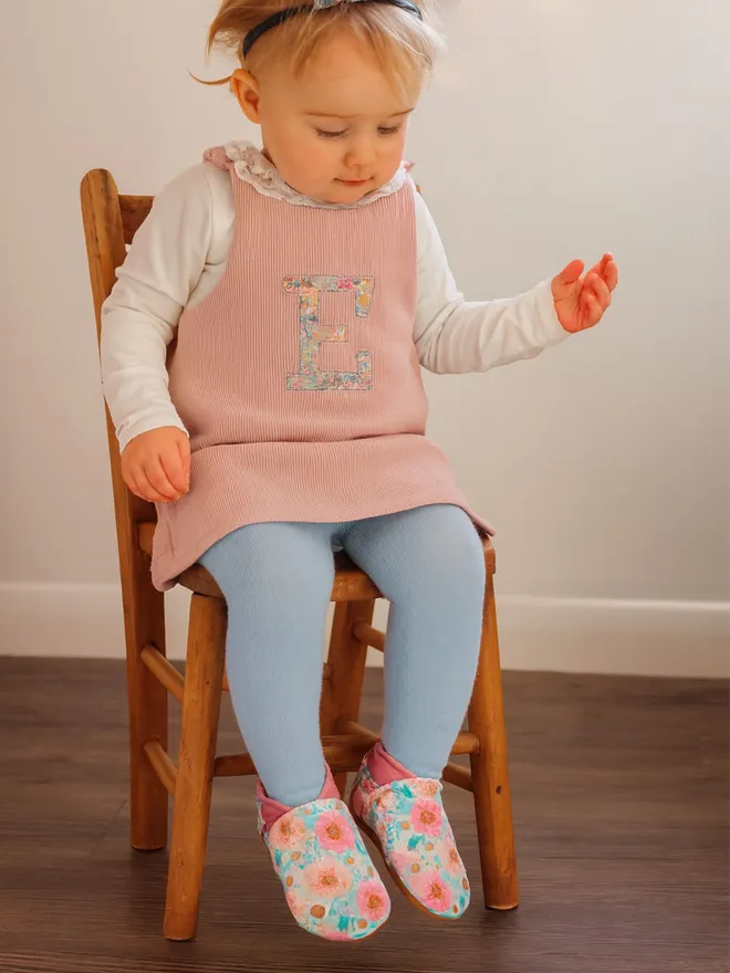 pink floral rose baby shoes