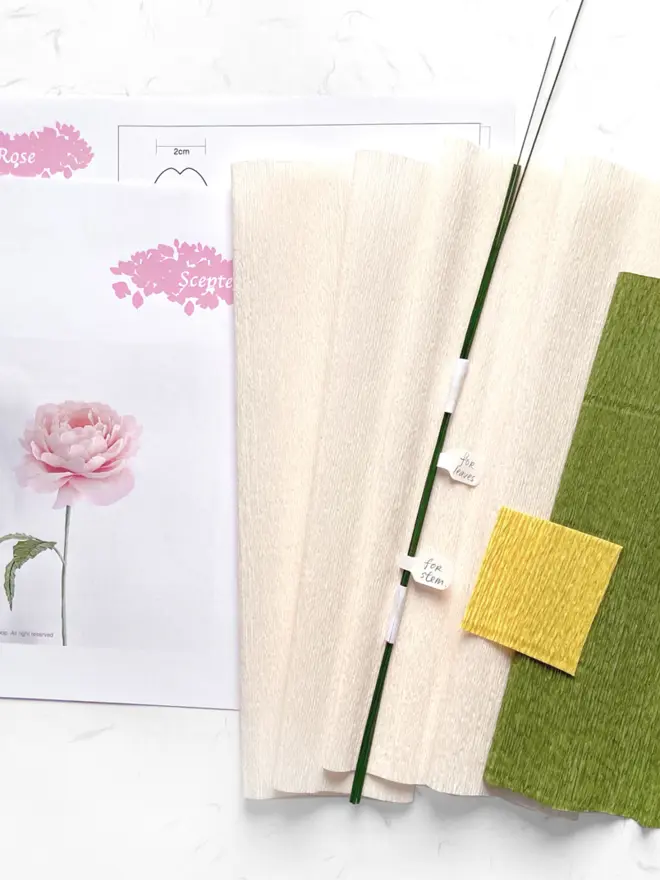 Crepe Paper English Rose Scepter'd Isle Flower DIY Kit