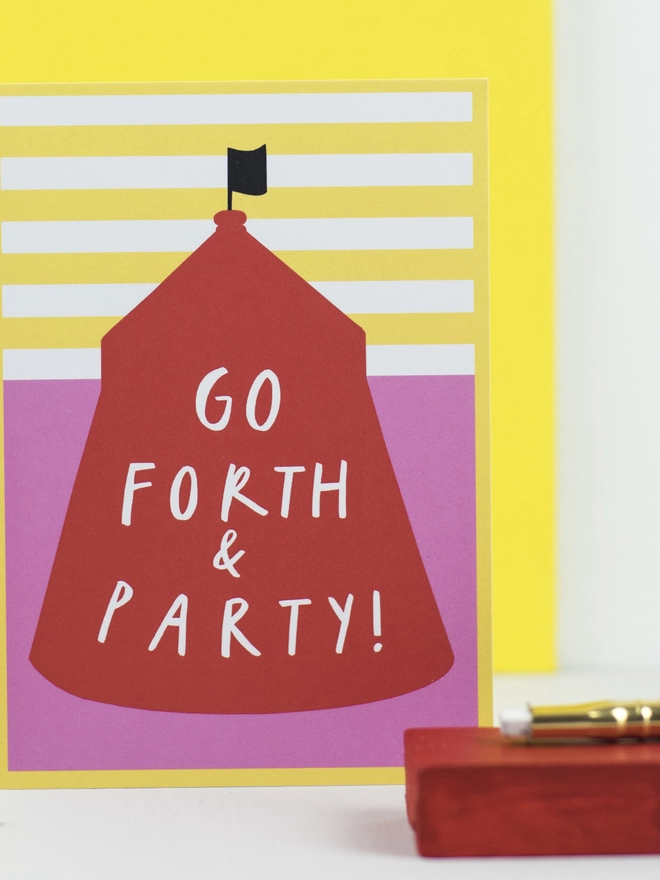 go forth party circus tent card