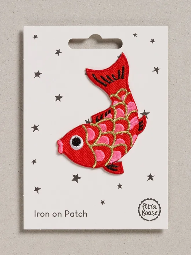 Koi Fish embroidered iron on fabric patch