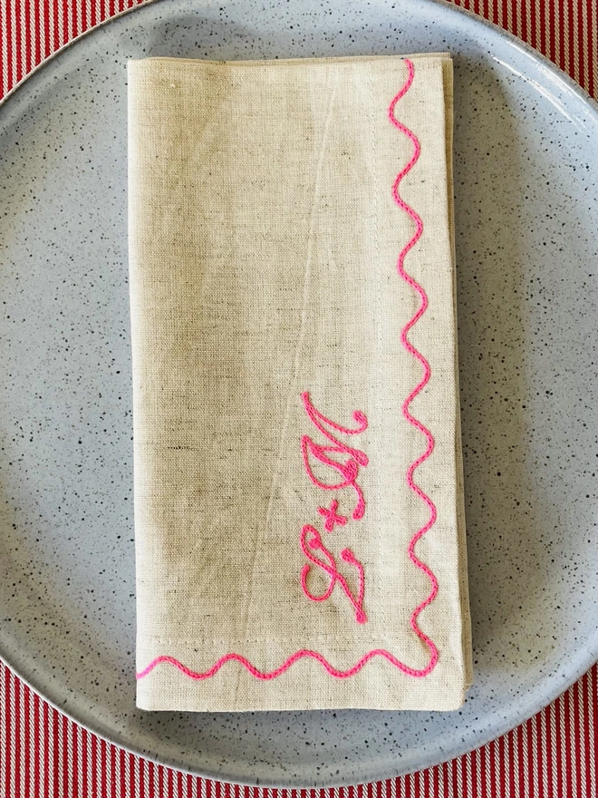 Embroidered Initials Napkin