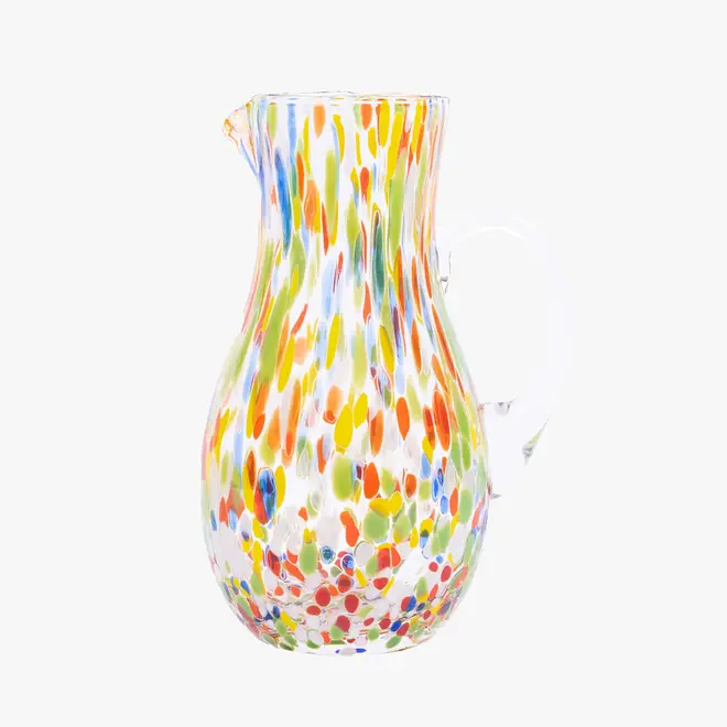 multicoloured glass jug